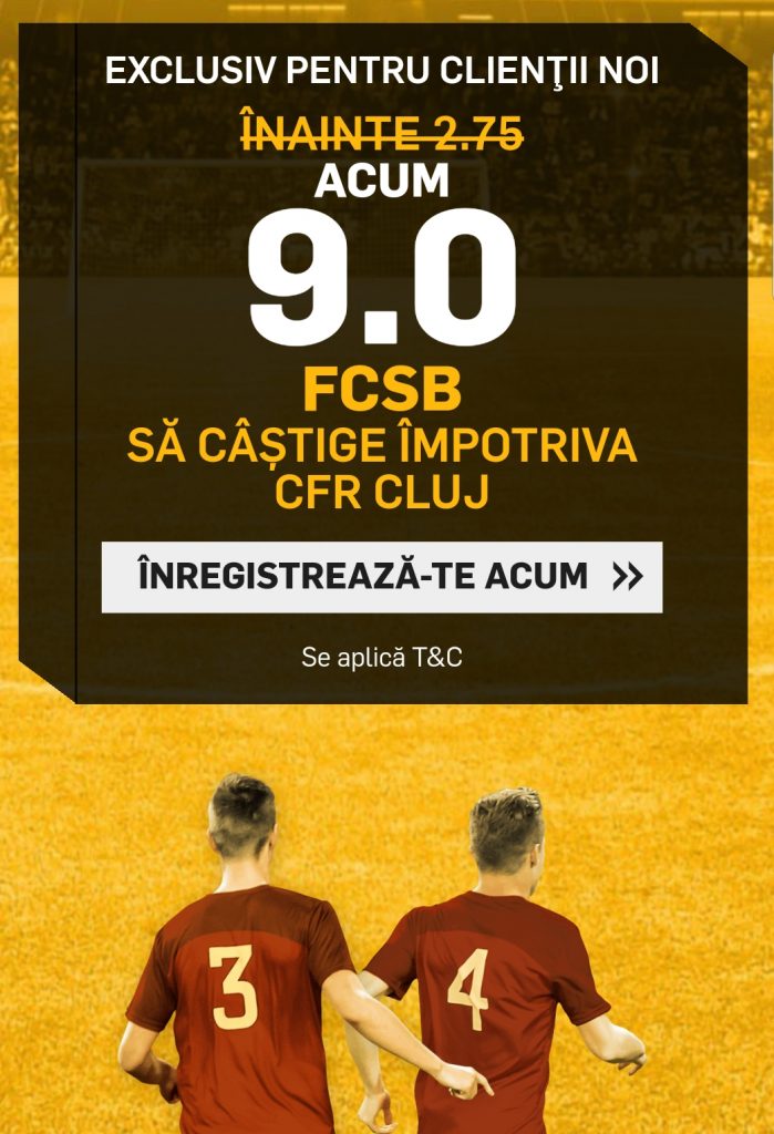 Mizeaza doar aici la cota 9.0 pe un succes al celor de la FCSB cu CFR Cluj